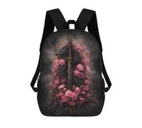 sinyumoney Dragon Sword with Pink Flowers Sacs À Dos Tendance Imprimés En 3D 17inch Sac D'école Décontracté Pour Enfants, Garçons, Élèves Du Primaire Et Du Collège