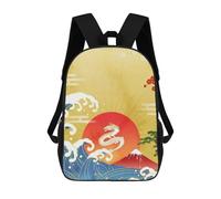 sinyumoney Dragon with Sea Waves Sac À Dos Enfant Tendance Et Amusant, Sac À Dos Pour Garçons Et Adolescents, Sac D'école Imprimé En 3D Pour Garçons 17inch