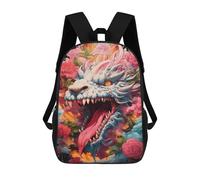 sinyumoney Dragon's Fiery Floral Fantasy 17inch Sac À Dos Scolaire Imprimé En 3D Pour Enfants, Style Décontracté Et Tendance, Idéal Pour Les Voyages Et Les Études.