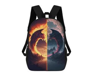 sinyumoney Dragon's Gate Fire Vs Ice Sac À Dos Scolaire Pour Enfants, 43 Cm (17 Pouces), Imprimé En 3D, Pour Garçons, Élèves Du Primaire Et Du Collège
