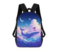 sinyumoney Dreamy Whale Ride Girl Sac À Dos Scolaire Imprimé En 3D, Sac À Dos Décontracté Pour Enfants, Sac D'école Imprimé En 3D Pour Garçons, Primaire Et Collège 17inch