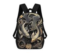 sinyumoney Dual Noble Koi Fish Sacs À Dos Décontractés Pour Enfants, Sacs D'école Pour Adolescents, Filles Et Garçons, Sacs À Dos Pour Livres 17inch