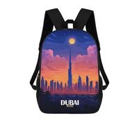 sinyumoney Dubai Skyline at Sunset Sacs À Dos Pour Enfants, Sac D'école Imprimé En 3D, Cartable Pour Enfants, Sac De Voyage, Sac À Dos Garçon Fille, Sac D'école Pour Enfants 17inch