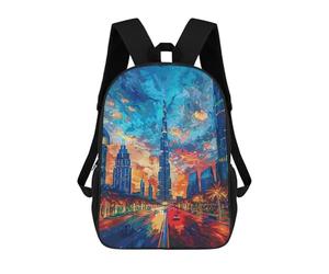 sinyumoney Dubai Skyline at Sunset Sacs À Dos Scolaires Pour Garçons Et Filles, Sacs À Dos Décontractés Pour Le Sport, Sacs À Dos De Grande Capacité Pour L'école Primaire 17inch