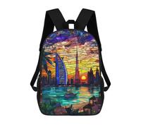 sinyumoney Dubai Sunset Skyline Sacs À Dos Pour Enfants, Cartables Imprimés En 3D, Sacs À Dos Pour Élèves Du Primaire Et Du Collège (garçons Et Filles) 17inch