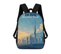 sinyumoney Dubai, United Arab Emirates Skyline Art Sac À Dos Scolaire Pour Enfants Imprimé En 3D, Idéal Pour Les Voyages Et Les Livres 17inch