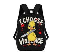 sinyumoney Duck with Knife - I Choose Violence Sacs À Dos Imprimés En 3D Pour Enfants, Sacs D'école Tendance Pour Garçons, Sacs De Voyage, Sacs Scolaires Pour Élèves Du Primaire 17inch