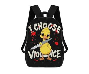 sinyumoney Duck with Knife - I Choose Violence Sacs À Dos Imprimés En 3D Pour Enfants, Sacs D'école Tendance Pour Garçons, Sacs De Voyage, Sacs Scolaires Pour Élèves Du Primaire 17inch
