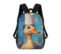 sinyumoney Duck with Toilet Paper Hat Sac À Dos Scolaire Imprimé En 3D, Sac À Dos Décontracté Pour Enfants, Sac D'école Imprimé En 3D Pour Garçons, Primaire Et Collège 17inch