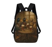 sinyumoney Ducks Drinking Beer at A Table Sac À Dos Scolaire Pour Adolescents, Imprimé En 3D, Ajustable, À Poches Tendance, Pour Enfants, Garçons, Filles, Étudiants Et Adolescents 17inch