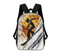 sinyumoney Dynamic Abstract Cubist Snowboarder in Action Sac À Dos Enfant, Cartable Imprimé En 3D Pour Garçons Et Adolescents 17inch