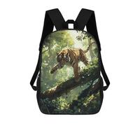 sinyumoney Dynamic Tiger in Jungle Sac À Dos Scolaire Imprimé En 3D Pour Enfants, Sac À Dos De Voyage Tendance Et Décontracté Pour Écoliers 17inch