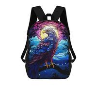 sinyumoney Eagle Colorful Staind Gl Sac À Dos Enfant Fille 3D, Sac D'école, Sac À Dos Pour Tout-petits, Sac À Dos Décontracté, Sac À Livres Tendance 17inch