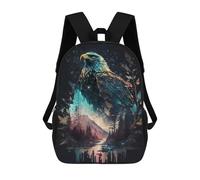 sinyumoney Eagle Double Exposure Sac À Dos Scolaire Imprimé En 3D, Sac À Dos Décontracté Pour Enfants, Sac D'école Imprimé En 3D Pour Garçons, Primaire Et Collège 17inch