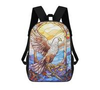 sinyumoney Eagle Stained Glass Sac À Dos Scolaire Imprimé En 3D, Sac À Dos Décontracté Pour Enfants, Sac D'école Imprimé En 3D Pour Garçons, Primaire Et Collège 17inch