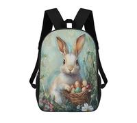 sinyumoney Easter Bunny with Basket of Eggs Sacs À Dos Décontractés Pour Enfants, Sacs D'école Pour Adolescents, Filles Et Garçons, Sacs À Dos Pour Livres 17inch