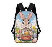 sinyumoney Easter Bunny with Basket Sac À Dos Imprimé En 3D Pour Garçons, Sac D'école Grande Capacité, Sac De Voyage, Sac À Livres, Sac D'école Pour Garçons, Mochila 17inch