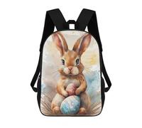 sinyumoney Easter Bunny with Colorful Eggs Sac À Dos Scolaire Enfant Tendance Et Décontracté, Sac À Dos Imprimé En 3D Pour Garçon, Grand Sac À Dos 17inch