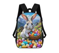 sinyumoney Easter Bunny with Eggs Basket Sacs À Dos 17 Pouces Pour Enfants, Sacs D'école Imprimés En 3D Pour Élèves Du Primaire Et Du Collège, Garçons Et Filles