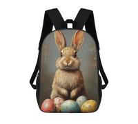 sinyumoney Easter Bunny with Eggs Sac À Dos Scolaire Pour Filles Et Garçons, Avec Poche, Sac À Dos Tendance Pour Enfants 17inch