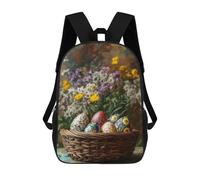 sinyumoney Easter Eggs in Basket Sac À Dos Scolaire Pour Enfants Imprimé En 3D, Idéal Pour Les Voyages Et Les Lectures, Pour Les Garçons Et Les Élèves Du Primaire 17inch