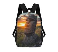 sinyumoney Easter Island Statue Sunset Sacs À Dos Imprimés En 3D Pour Enfants 17inch Sacs À Dos Tendance Et Décontractés Pour La Journée, Sacs De Voyage, Sacs À Dos D'extérieur Pour Garçons Et Filles