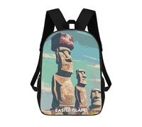 sinyumoney Easter Island Statues Sac À Dos Scolaire Imprimé En 3D Pour Enfants, Sac À Dos Garçon/fille, Sac De Voyage Pour Enfants 17inch