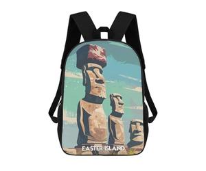 sinyumoney Easter Island Statues Sac À Dos Scolaire Imprimé En 3D Pour Enfants, Sac À Dos Garçon/fille, Sac De Voyage Pour Enfants 17inch