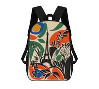 sinyumoney Eiffel Tower Abstract Art Print Sacs À Dos Tendance Imprimés En 3D 17inch Sac D'école Décontracté Pour Enfants, Garçons, Élèves Du Primaire Et Du Collège