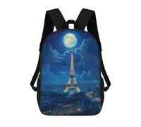 sinyumoney Eiffel Tower Moonlit Night Sac À Dos Scolaire Léger Pour Étudiants, Idéal Pour L'aéroport Et Les Cours, Pour Garçons, Filles Et Adolescents 17inch