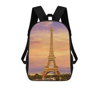 sinyumoney Eiffel Tower Sunset Sac À Dos Enfant, Cartable Pour Garçons Et Adolescents, Sac À Dos De Voyage, Sac À Dos Scolaire, Sac À Livres 17inch