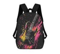 sinyumoney Electric Guitar Splash Art Sac À Dos Enfant Tendance Et Amusant, Sac À Dos Pour Garçons Et Adolescents, Sac D'école Imprimé En 3D Pour Garçons 17inch