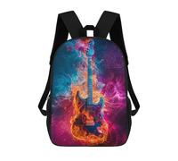 sinyumoney Electric Guitar with Fire Effect Sac À Dos Scolaire Pour Enfants, 43 Cm (17 Pouces), Imprimé En 3D, Pour Garçons, Élèves Du Primaire Et Du Collège