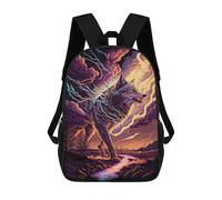 sinyumoney Electric Wolf Art Print Sac À Dos Scolaire Pour Enfants, 43 Cm (17 Pouces), Imprimé En 3D, Pour Garçons, Élèves Du Primaire Et Du Collège