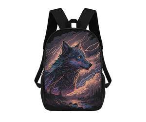 sinyumoney Electric Wolf Fantasy Art Print Sac À Dos Scolaire Imprimé En 3D Pour Enfants, Sac À Dos De Voyage, Sac Tendance Et Décontracté Pour Écoliers 17inch