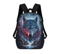 sinyumoney Electric Wolf Portrait -2 Sac À Dos Scolaire Pour Enfants, Imprimé En 3D, Sac À Dos Tendance Pour Garçons, Élèves Du Primaire Et Du Collège 17inch
