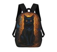 sinyumoney Elegant Black Cat with Butterflies Sac À Dos Scolaire Pour Enfants Imprimé En 3D, Idéal Pour Les Voyages Et Les Lectures, Pour Les Garçons Et Les Élèves Du Primaire 17inch
