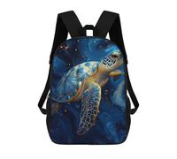 sinyumoney Elegant Blue And Gold Sea Turtle Sacs À Dos Scolaires Pour Enfants, Sac D'école Imprimé En 3D Pour Garçons, Élèves Du Primaire Et Du Collège 17inch