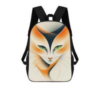 sinyumoney Elegant Cat Vector Portrait with Green Eyes Sac À Dos Scolaire Enfant Tendance Et Décontracté, Sac À Dos Imprimé En 3D Pour Garçon, Grand Sac À Dos 17inch