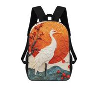 sinyumoney Elegant Crane Sunset Artwork Sacs À Dos Pour Enfants, Sac À Dos Scolaire Imprimé En 3D Pour Enfants, Sac À Dos De Voyage, Sac À Livres Pour Enfants 17inch Sac D'école