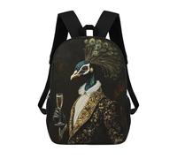sinyumoney Elegant Gilded Peacock With Champagne Sac À Dos Scolaire Imprimé En 3D, Sac À Dos Décontracté Pour Enfants, Sac D'école Imprimé En 3D Pour Garçons, Primaire Et Collège 17inch