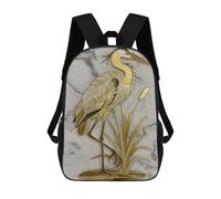 sinyumoney Elegant Golden Heron with Cattails Artwork Sac À Dos Scolaire Pour Filles Et Garçons, Grande Capacité, Léger, Pour Enfants Et Étudiants 17inch