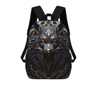 sinyumoney Elegant Golden Legend Wolf Sacs À Dos Imprimés En 3D Pour Enfants 17inch Sacs À Dos Tendance Et Décontractés Pour La Journée, Sacs De Voyage, Sacs À Dos D'extérieur Pour Garçons Et Filles