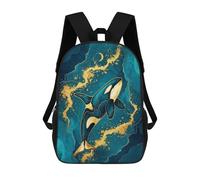 sinyumoney Elegant Orca Whale Art Sac À Dos Enfant, Cartable Imprimé En 3D Pour Garçons Et Adolescents 17inch