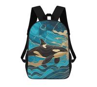 sinyumoney Elegant Orca Whale in Ocean Sac À Dos Scolaire Pour Enfants Imprimé En 3D, Idéal Pour Les Voyages Et Les Livres 17inch