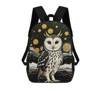 sinyumoney Elegant Owl in Starry Night Painting Sacs À Dos Scolaires Pour Enfants, Sac D'école Imprimé En 3D Pour Garçons, Élèves Du Primaire Et Du Collège 17inch