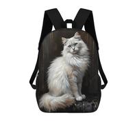sinyumoney Elegant White Cat Portrait with Blue Eyes Sac À Dos Scolaire Pour Adolescents, Imprimé En 3D, Ajustable, À Poches Tendance, Pour Enfants, Garçons, Filles, Étudiants Et Adolescents 17inch