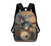 sinyumoney Elephant Drummer with Attitude 17inch Sac À Dos Scolaire Imprimé En 3D Pour Enfants, Style Décontracté Et Tendance, Idéal Pour Les Voyages Et Les Études.