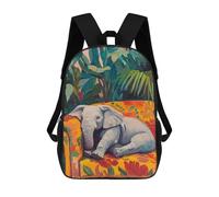 sinyumoney Elephant Napping on A Couch Sac À Dos Scolaire Pour Filles Et Garçons, Grand Sac À Dos Léger Pour Enfants Et Étudiants 17inch
