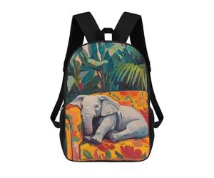sinyumoney Elephant Napping on A Couch Sac À Dos Scolaire Pour Filles Et Garçons, Grand Sac À Dos Léger Pour Enfants Et Étudiants 17inch
